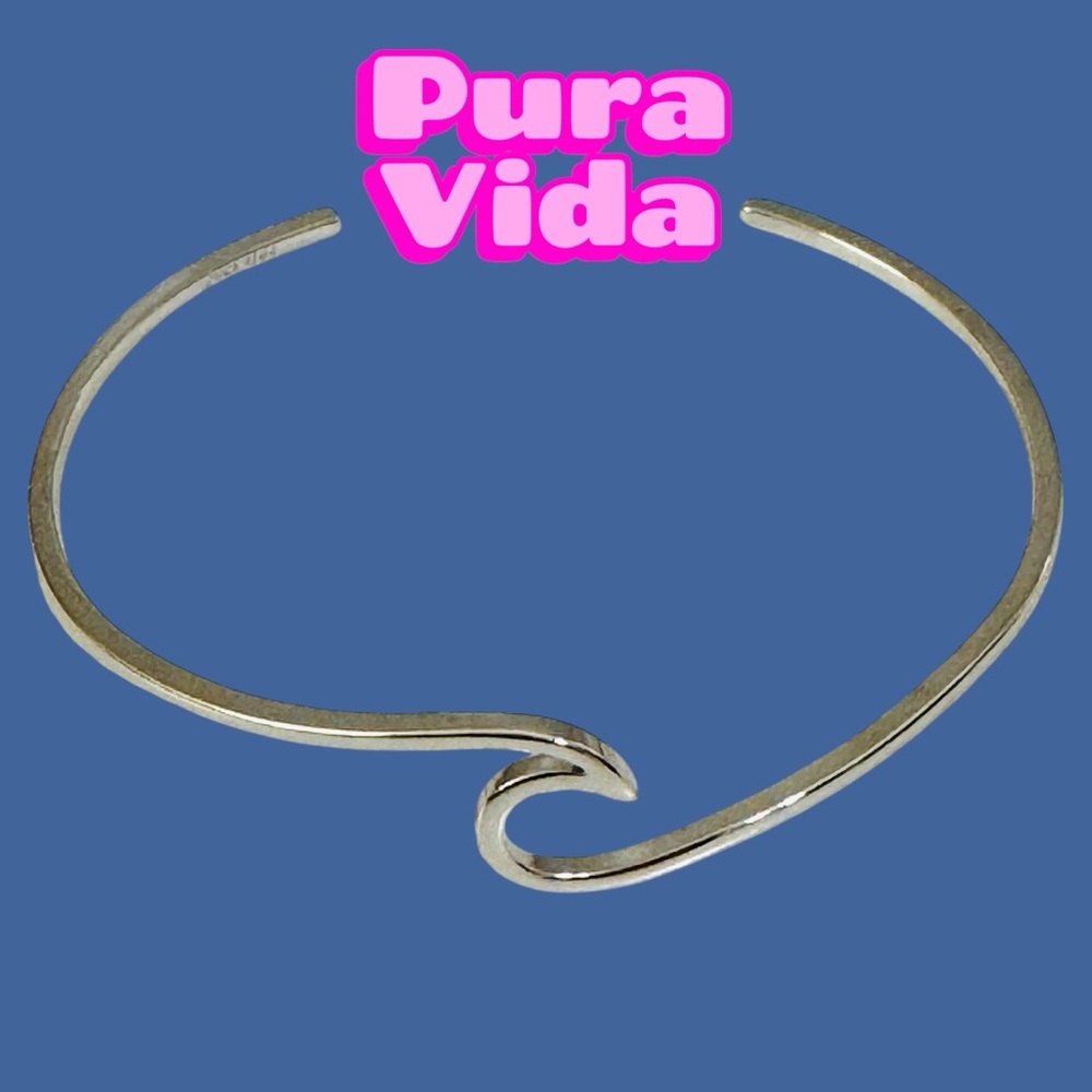 NEW PURA VIDA Silver Wave Cuff Bracelet
